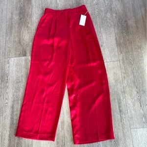 NEW- A New Day Satin Red Wide-Leg Pants